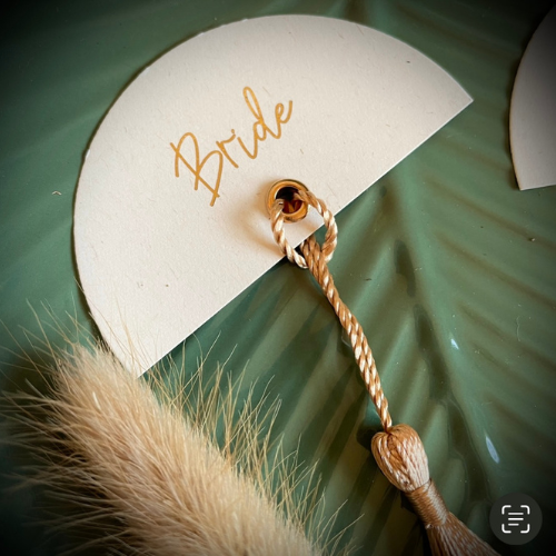 semi cirlce name tags for bohemian table decor place settings for guests seat