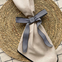 pre made ribbon bow black and white striped