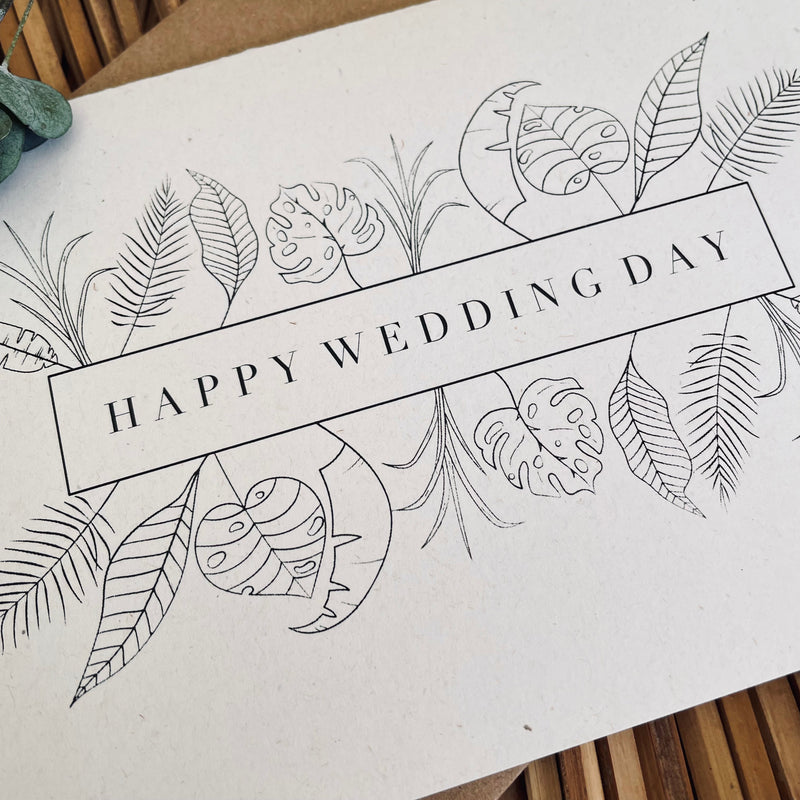 leaf wedding card for the happy couple