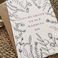 to my groom on our wedding day card botanical floral print