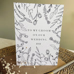 to my groom on our wedding day card botanical floral print
