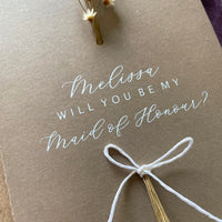 dried flower wedding proposal card for maid of honour