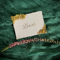 woodland moss place cards with gold foil