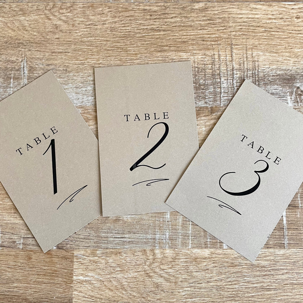 black and brown table numbers