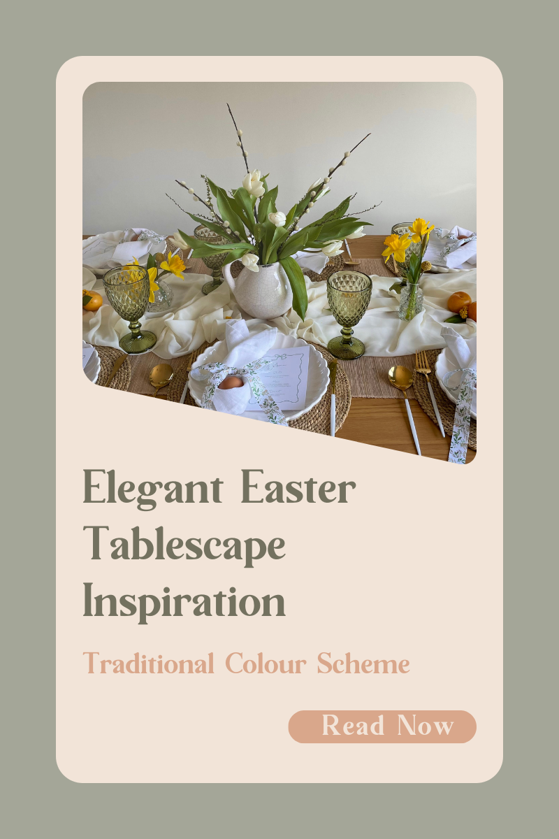 Elegant Easter tablescape inspiration with yellow & green colour palette