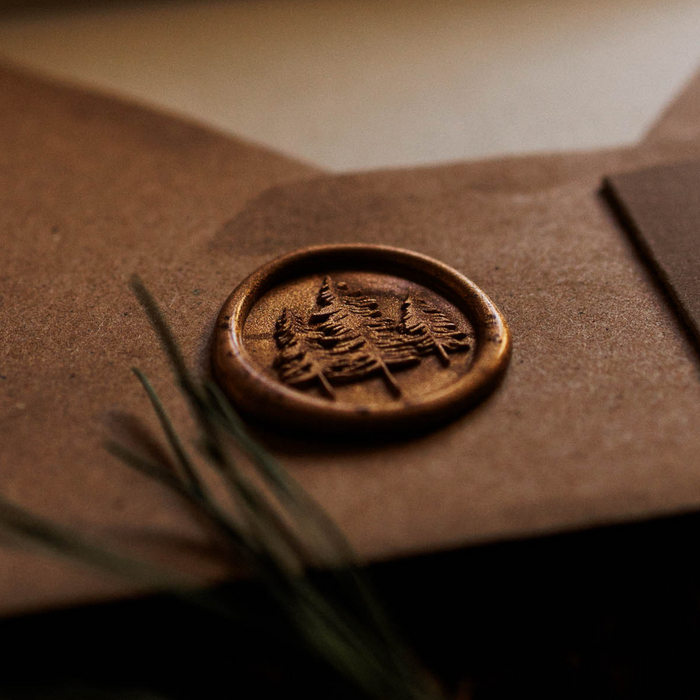 christmas wax seals with trees.
