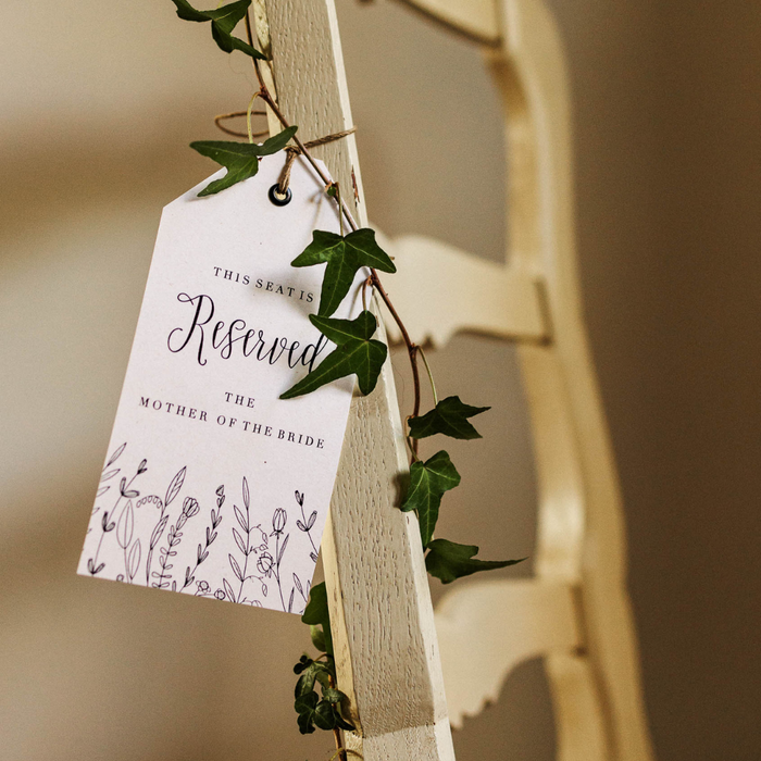 reserved seating wedding tags and cards