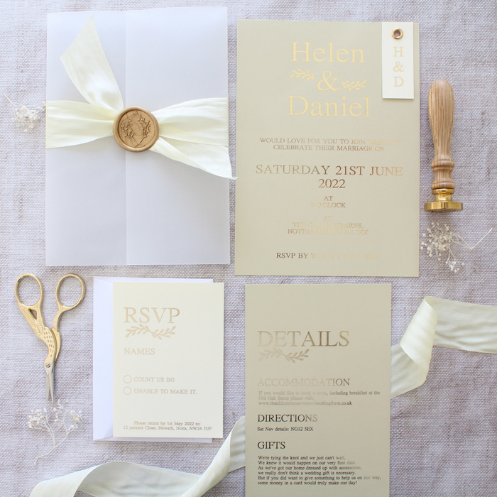 timeless gold wedding stationery collection