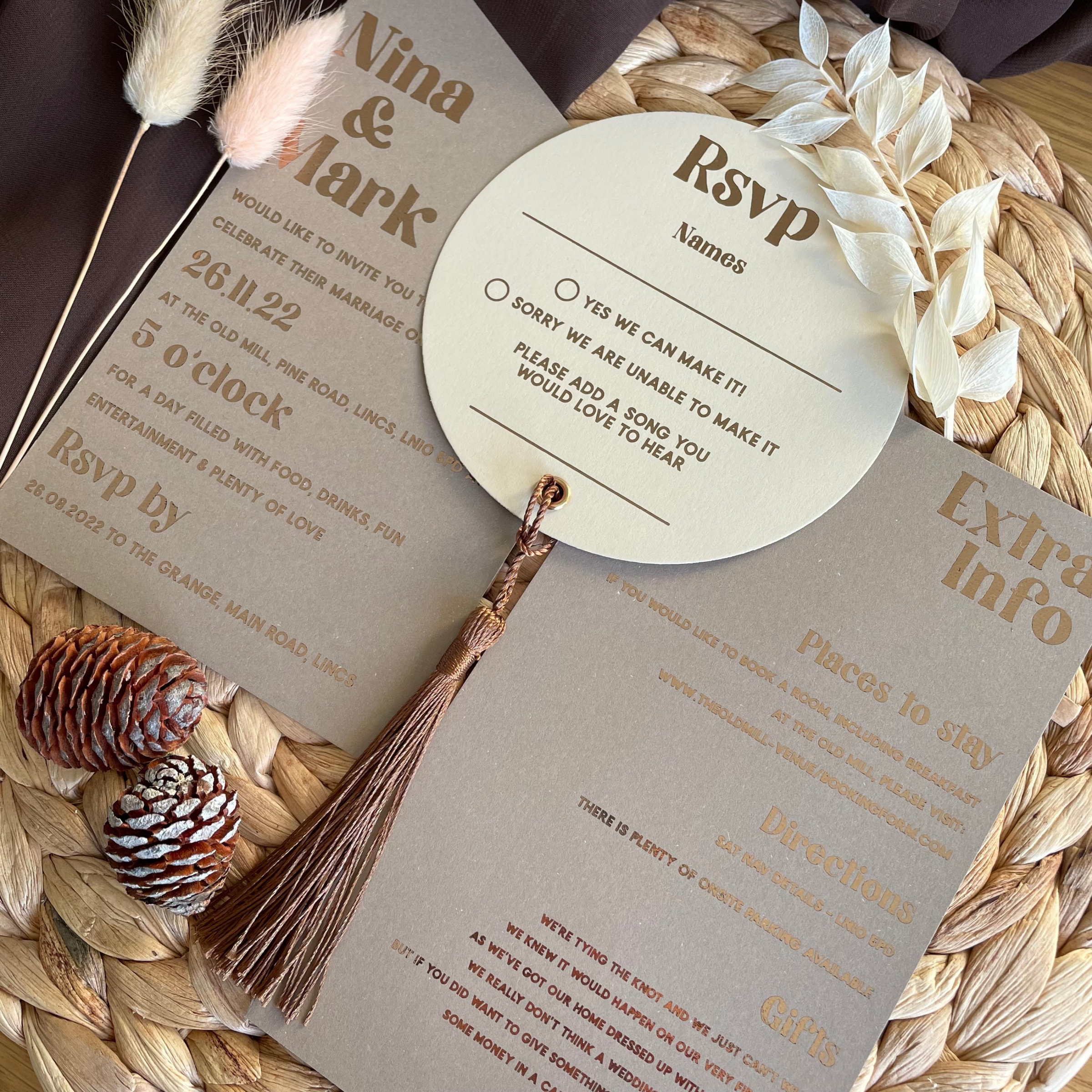 bronze foil wedding stationery collection