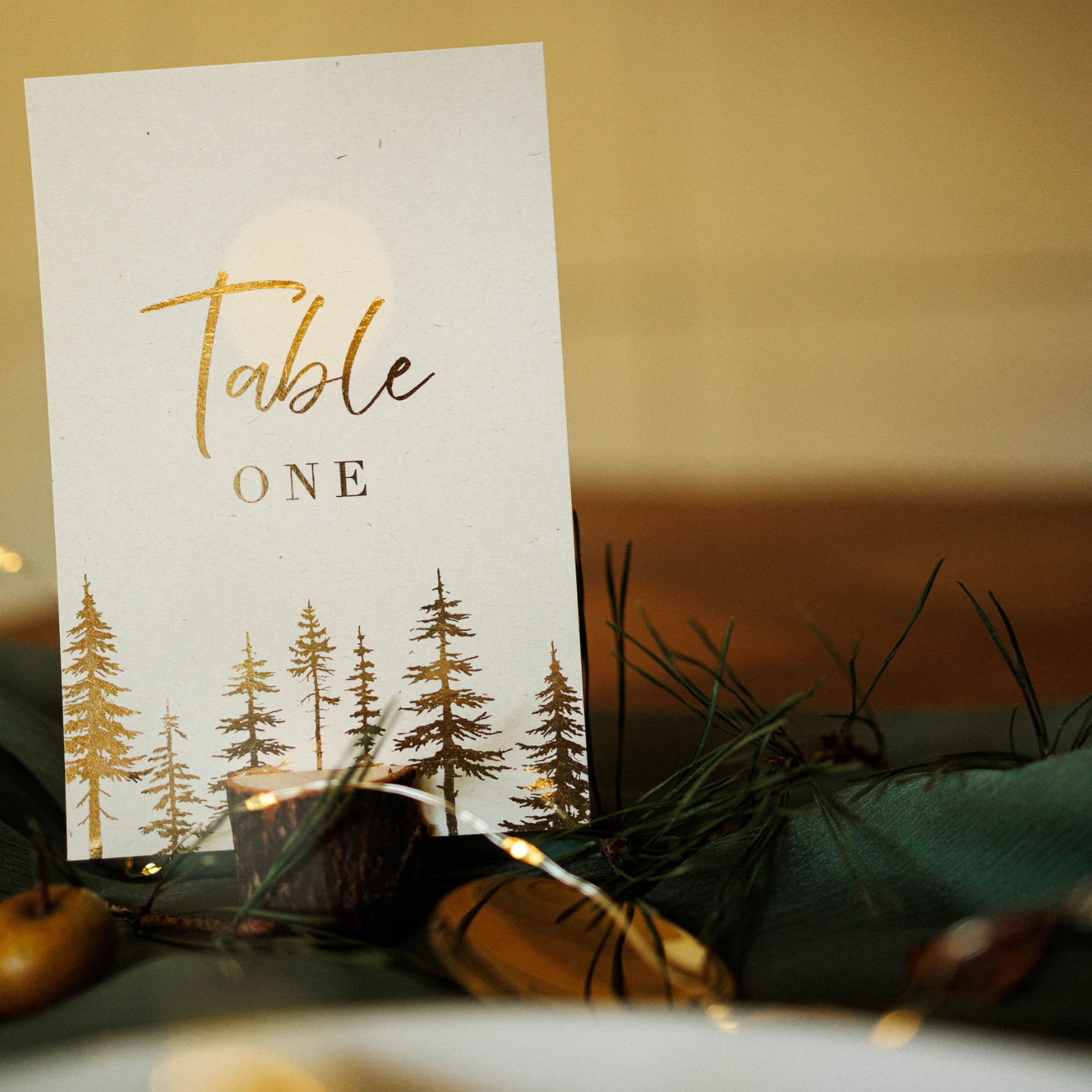 Woodland Pine Tree Table Numbers – Confetti Sweethearts | Table Styling ...
