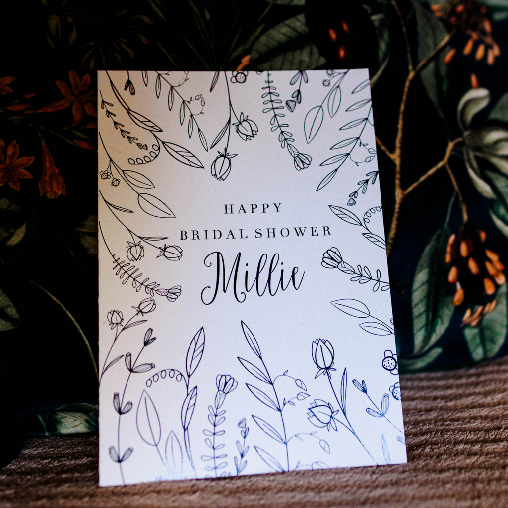 happy bridal shower botanical card for bride to be