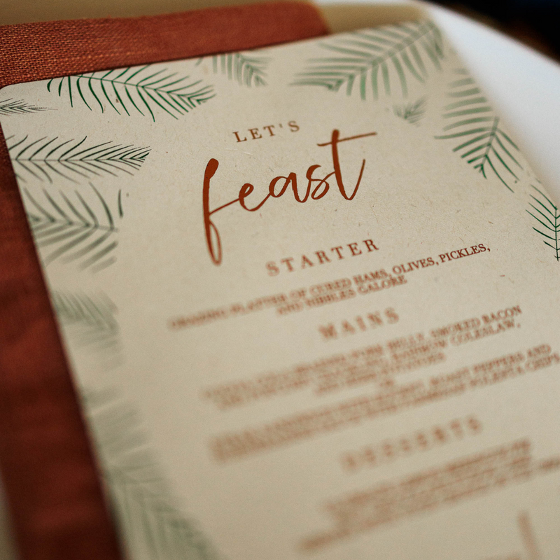 feasting menu for a grazing table for a party, bridal shower or wedding