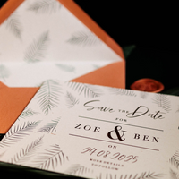 fern leaves botanical save the date cards for wedding