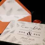 fern leaves botanical save the date cards for wedding