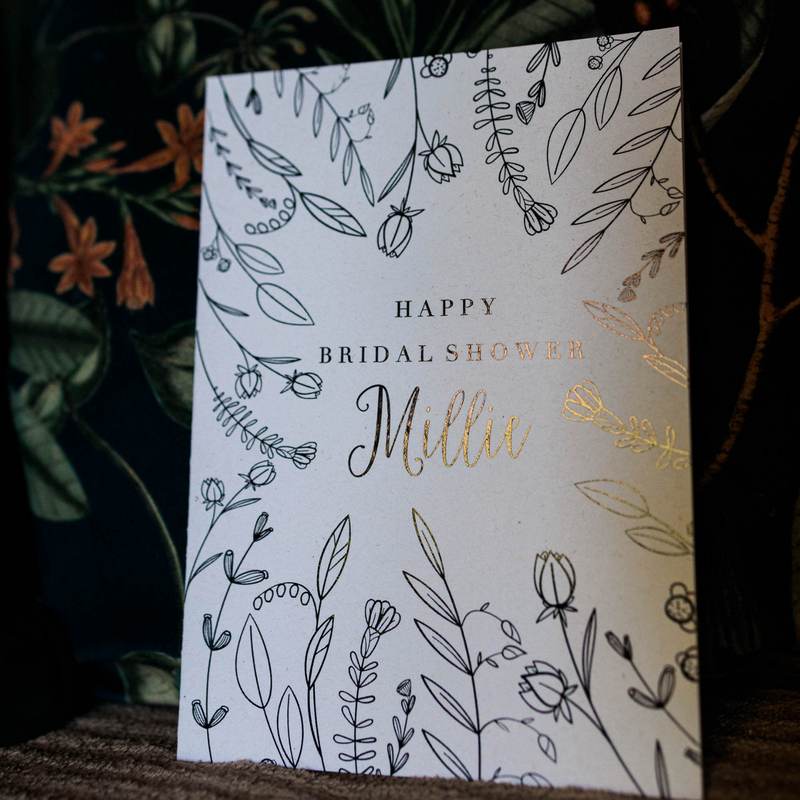 bride to be card for hen party botanical floral illustration