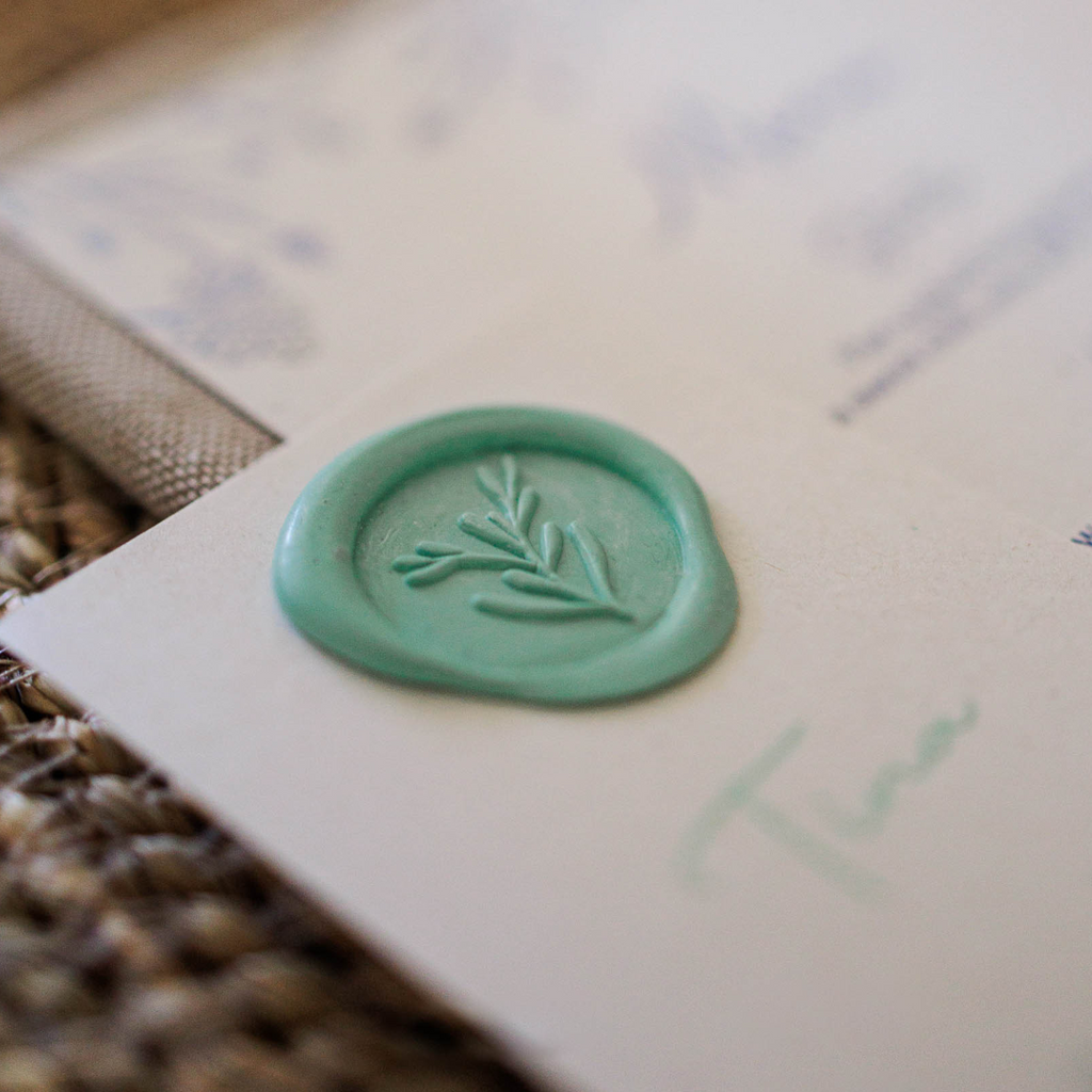 branch wax seal in sage green