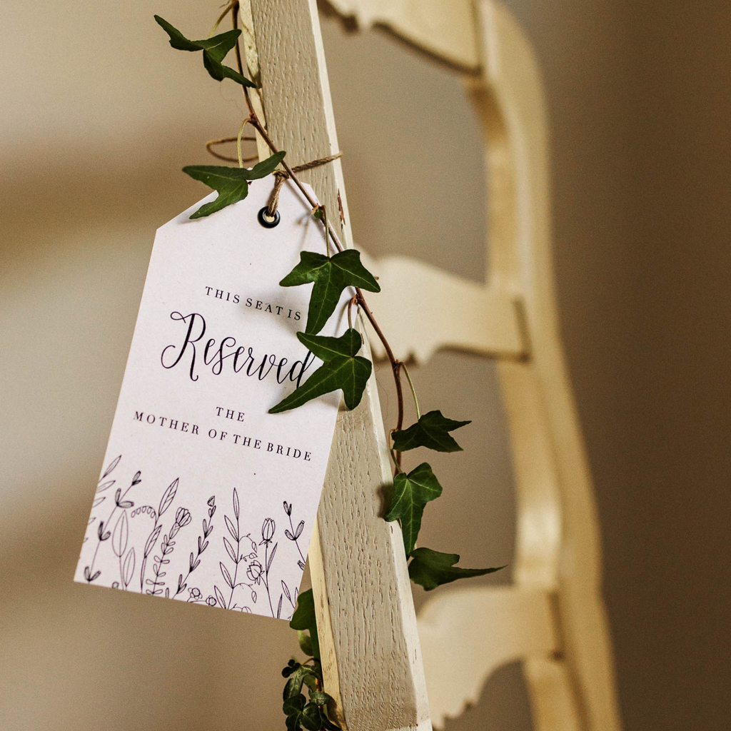 floral illustration reserved wedding tags