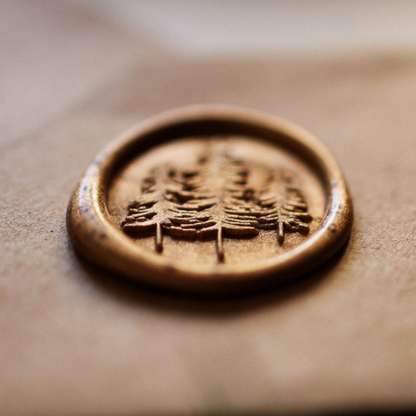 woodland trees wax seal design for forest wedding 