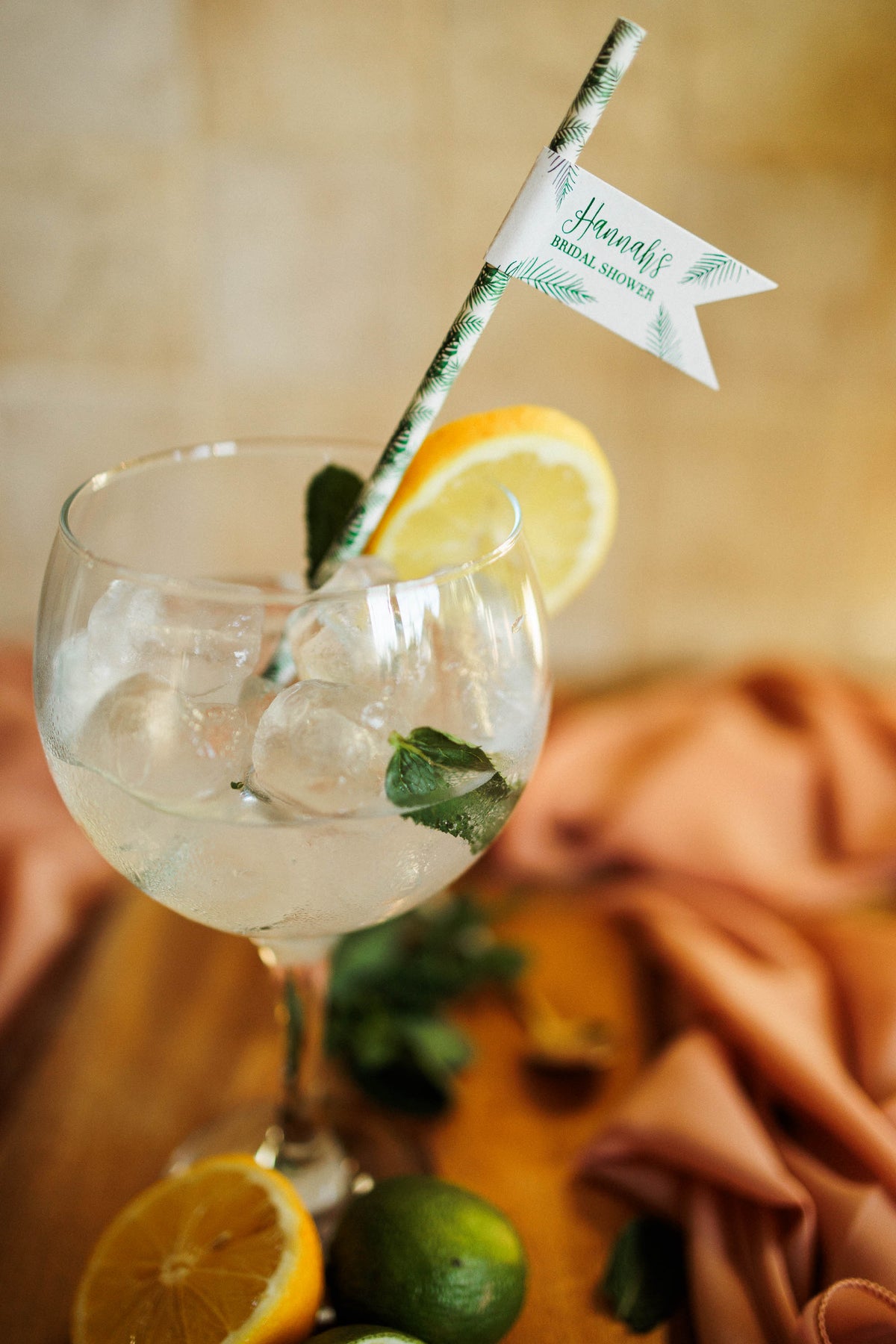 tropical party theme straw flags for cocktails