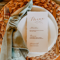 wedding menu with torn edges