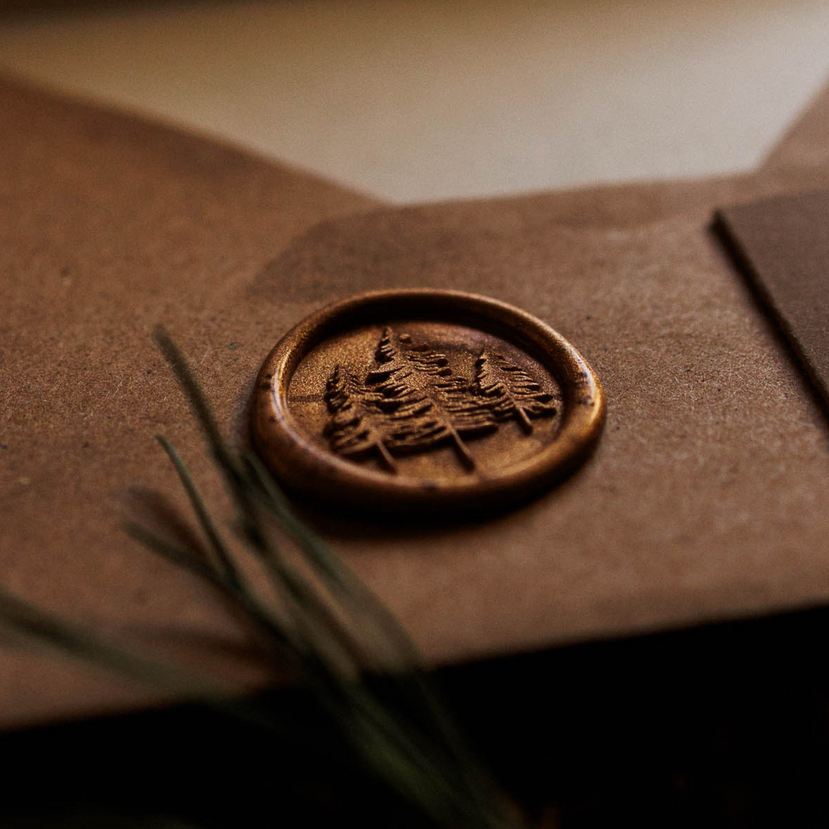 forest tree wax seal for woodland wedding or christmas menu