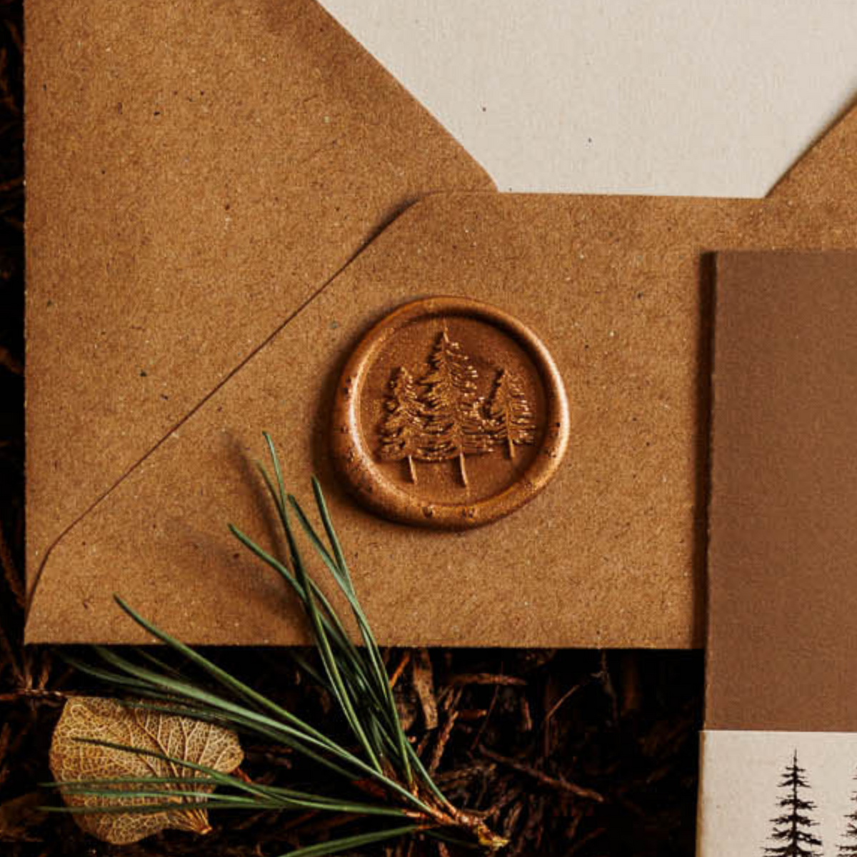 tree wax seals for woodland wedding or christmas menu