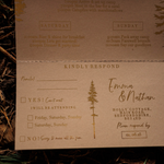 fold out woodland invitation for wedding or bridal shower weekend