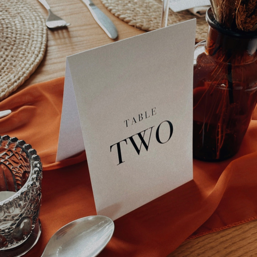 black and white table numbers