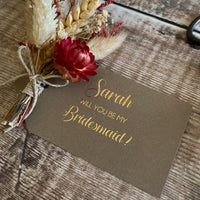 luggage tag and dried flower bouquet for bridesmaid