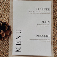 Black & White Wedding Menu