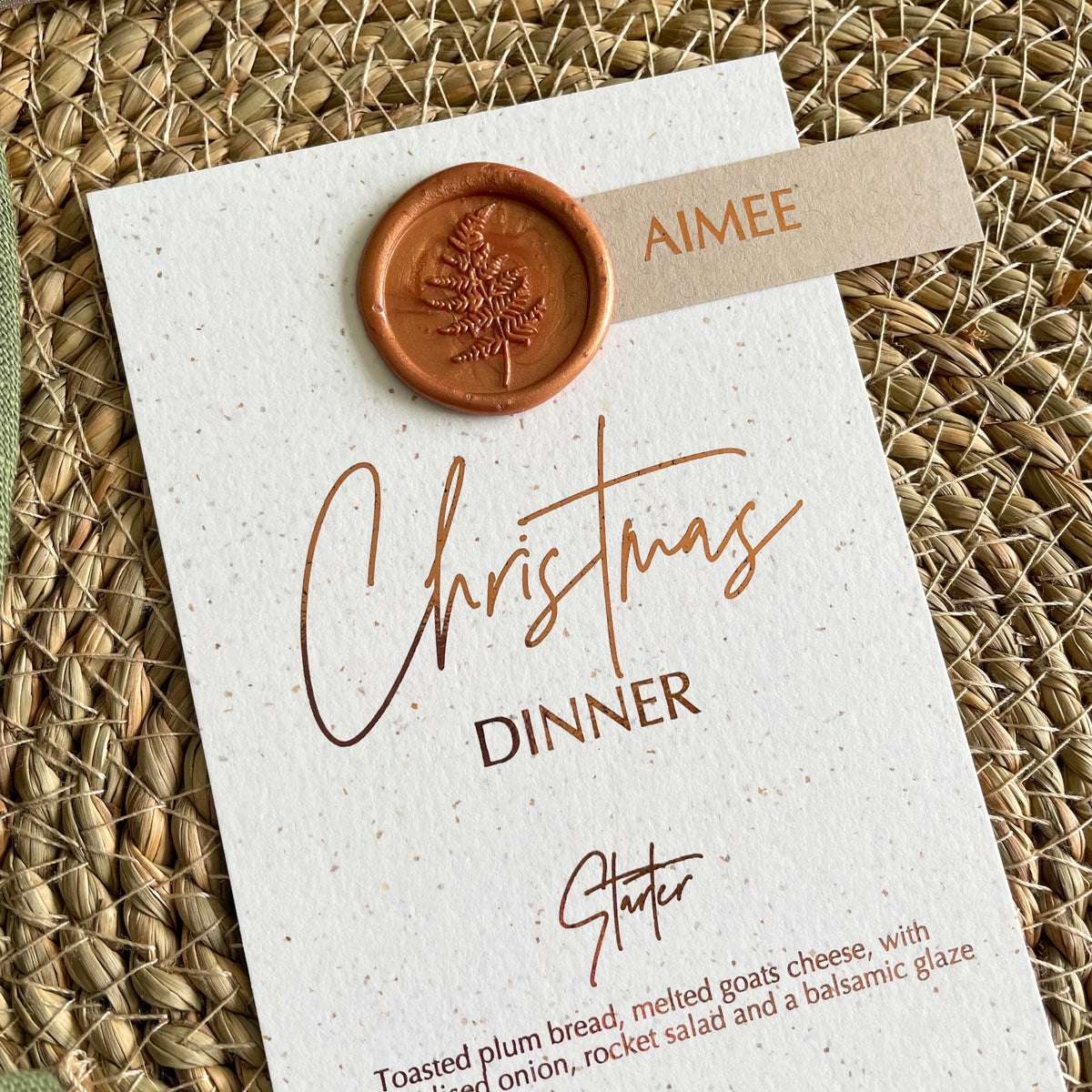 christmas menu with wax seal