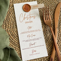 christmas menu on recycled card