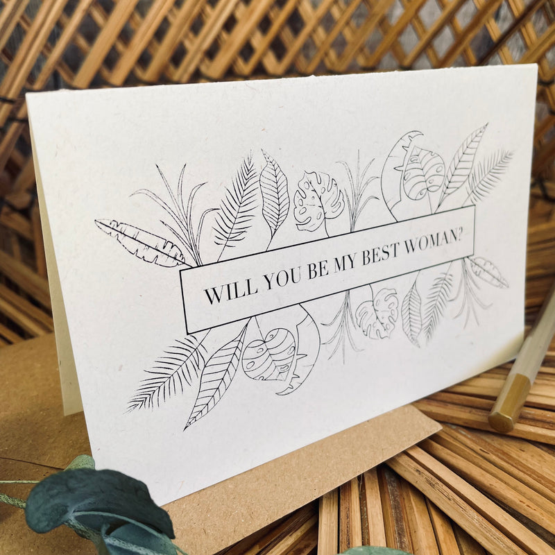 will you be my best woman wedding card nature