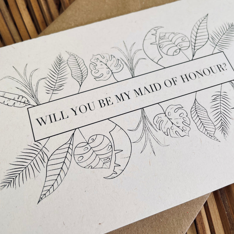 wedding card will you be my maid of honour proposal card