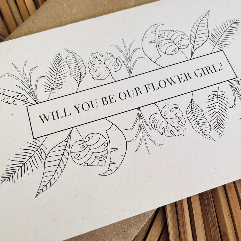 will you be our flower girl wedding proposal card