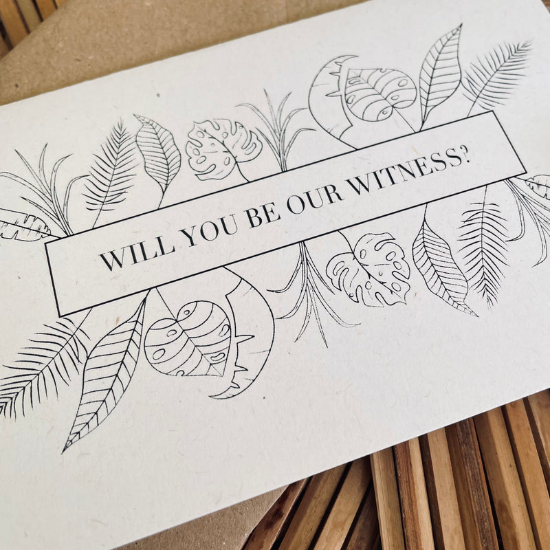 tropical leave design will you be our witness card