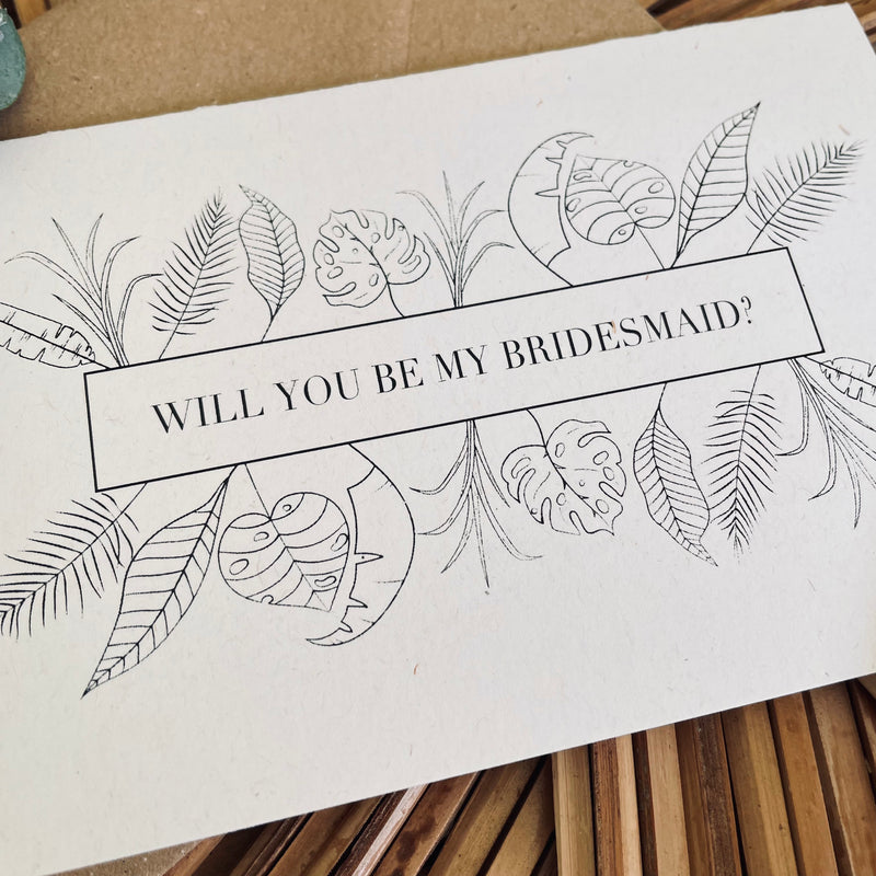 leaf will you be my bridesmaid cards