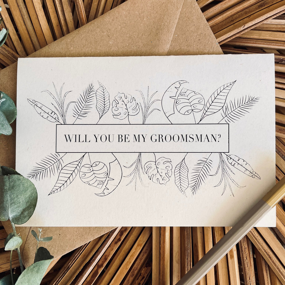 will you be my groomsman proposal card botanical print