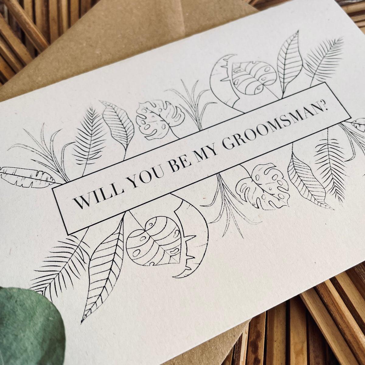 will you be my groomsman proposal card botanical print