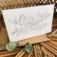 will you recite a reading at our wedding ceremony proposal card