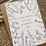 to my bride on our wedding day card botanical floral print