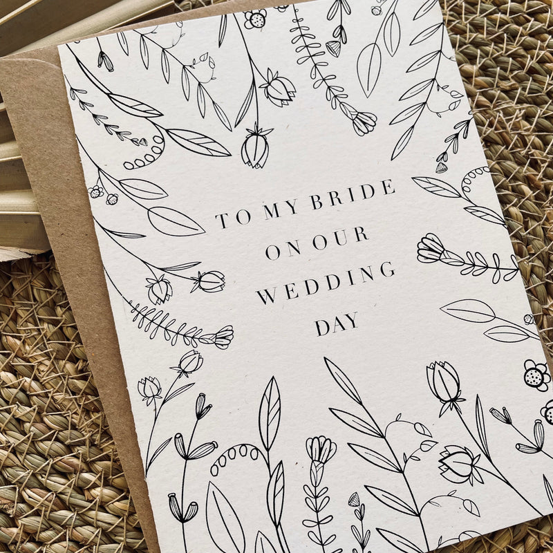 to my bride on our wedding day card botanical floral print