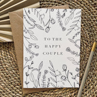 to the happy couple card for anniversary, wedding day or an engagement botanical floral print