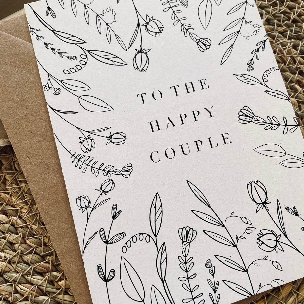 to the happy couple card for anniversary, wedding day or an engagement botanical floral print