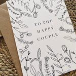to the happy couple card for anniversary, wedding day or an engagement botanical floral print