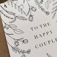 to the happy couple card for anniversary, wedding day or an engagement botanical floral print