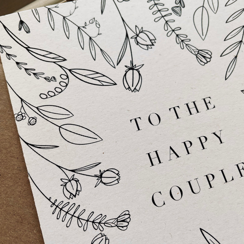 to the happy couple card for anniversary, wedding day or an engagement botanical floral print