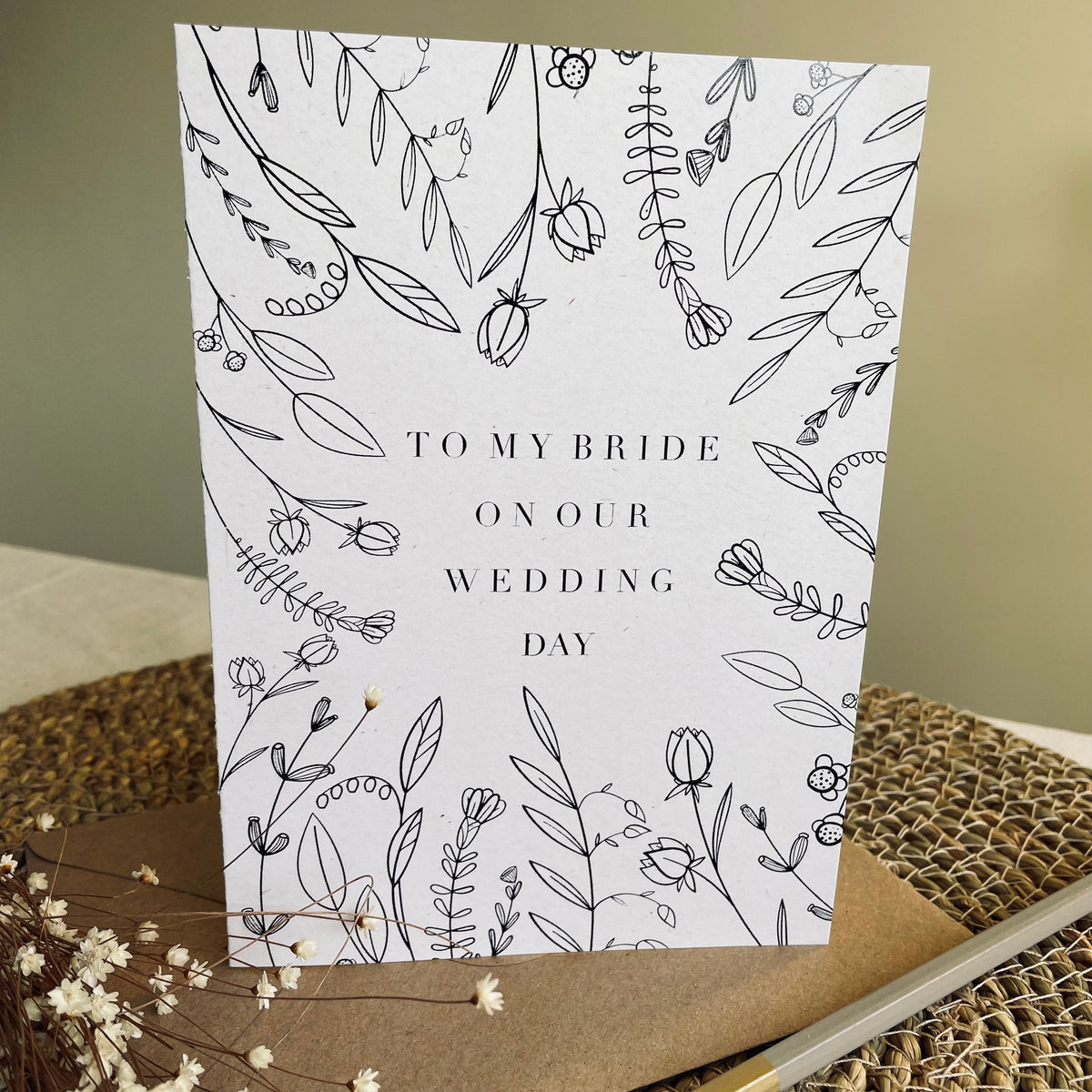 to my bride on our wedding day card botanical floral print