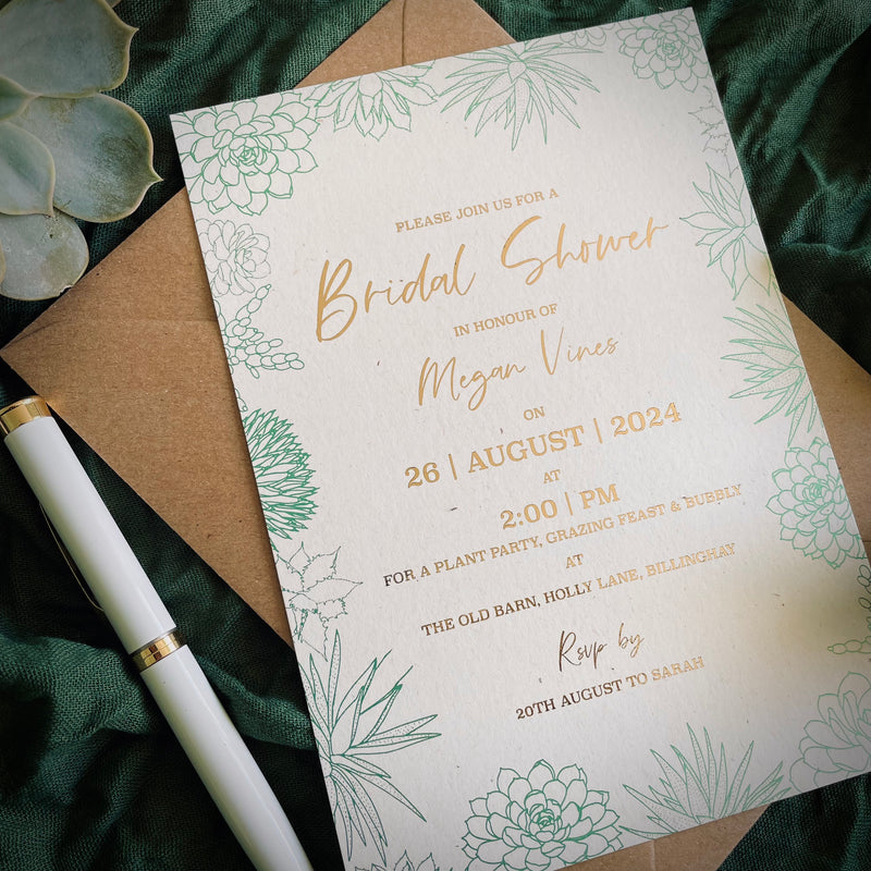 Succulent Plant Bridal Shower Invitation