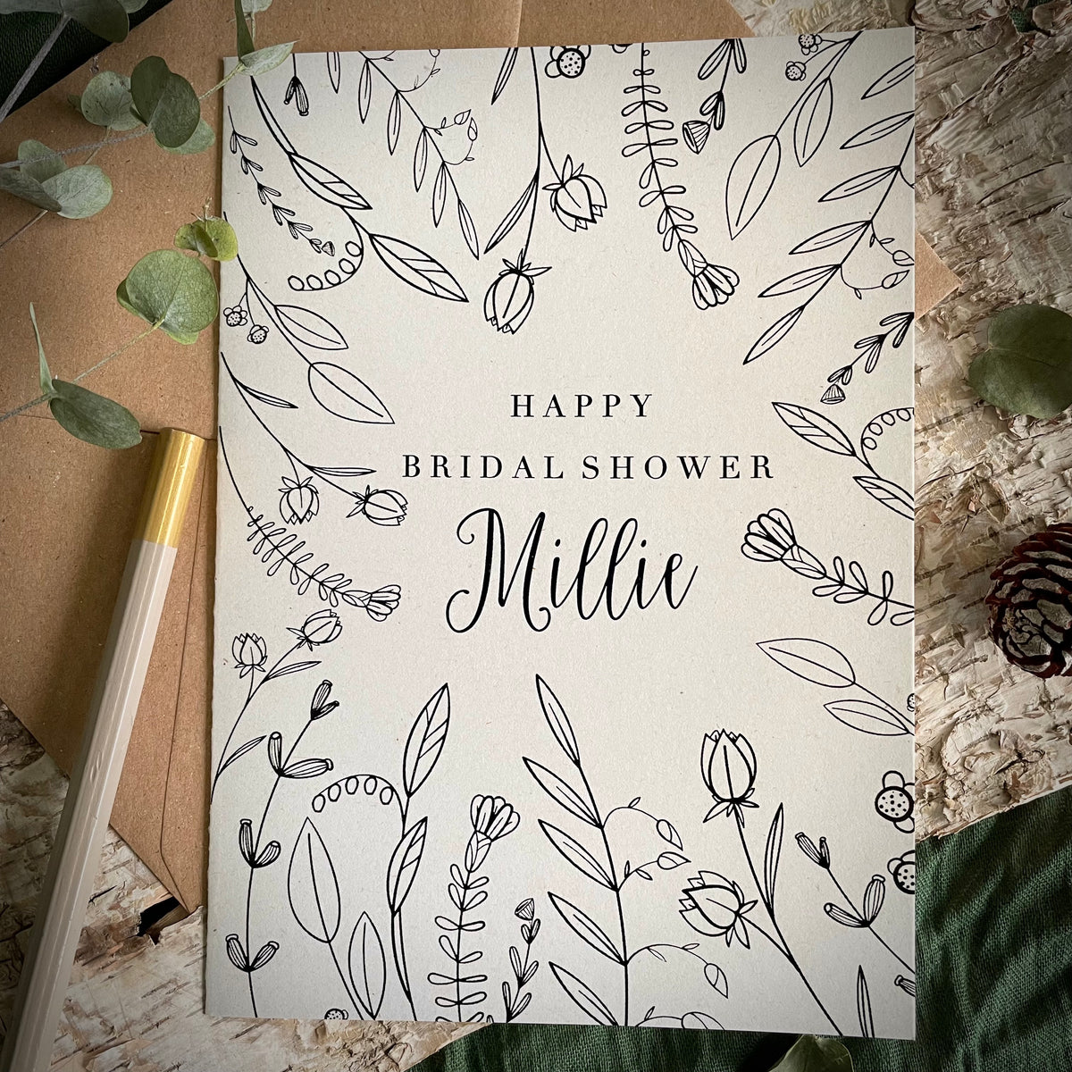 happy bridal shower botanical card